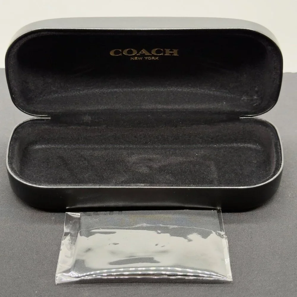 Coach New York Black Hard Clamshell Eyeglasses Case With Cleaning Cloth Small